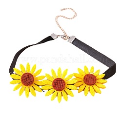 Filz 3 Sonnenblumen Choker Halsketten für Frauen&nbsp;FS-WG49D9B-01