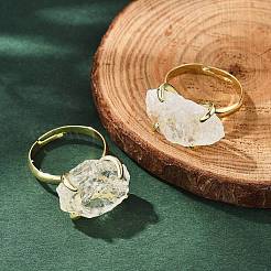 Anillos de dedo de cuarzo limón natural&nbsp;RJEW-B122-01G-05