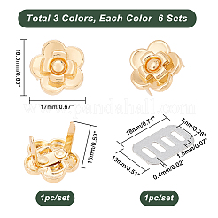 18 Satz Schnallenclips aus Legierung in 3 Farben&nbsp;FIND-WR0006-05