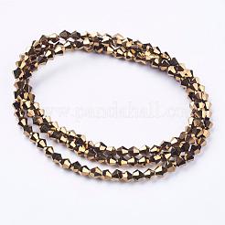 1 brin facettes toupies pleine cuivre verre plaqué perles brins&nbsp;X-EGLA-J026-3mm-F16