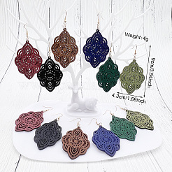 6 paire de boucles d'oreilles pendantes en bois&nbsp;FS-WGC7AEC-01