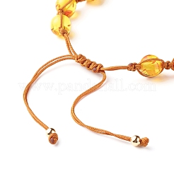 Braccialetto di perline intrecciate ambrate imitazione resina rotonda per ragazze donne&nbsp;BJEW-JB06892-02