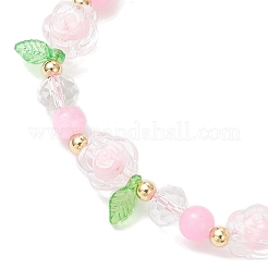 Geflochtene Perlenarmbänder aus floralen Acrylperlen für Frauen&nbsp;BJEW-MZ00192-03