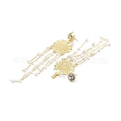 Orecchini pendenti con strass di cristallo e finta perla&nbsp;EJEW-C037-02E-LG
