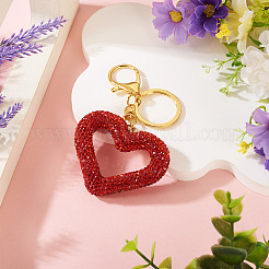 Handgemachte Schlüsselanhänger aus Polymer Clay mit Strassen und hohlen Herzen&nbsp;KEYC-TAC00069-01