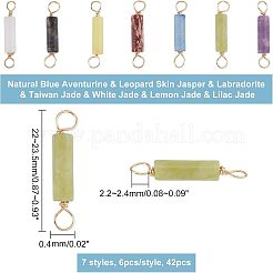 42 pieza de 7 estilos de dijes de conector de alambre de cobre con piedras preciosas naturales&nbsp;FIND-FH0004-76