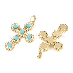 Pendenti in zirconi cubici trasparenti in micro pavè di ottone&nbsp;X-KK-H262-07G