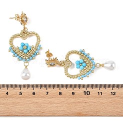 Boucles d'oreilles pendantes en magnésite naturelle et en verre pour femmes&nbsp;EJEW-MZ00782-03