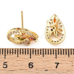 Ottone micro spianare orecchini zirconi&nbsp;EJEW-F400-02E-G