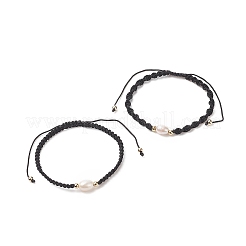 2pcs 2 Stil Naturperlen geflochtene Perlenarmbänder Set mit Nylonschnur für Frauen&nbsp;BJEW-JB09141-02