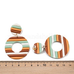 4 paio di orecchini pendenti a forma di ciambella in argilla polimerica di 4 colori con perni in ferro&nbsp;EJEW-FI0003-02