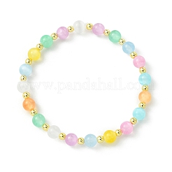 Pulseras elásticas de cuentas de selenita natural y hematita sintética no magnética para mujer&nbsp;BJEW-JB13680