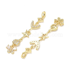 Laiton micro pave clair zircone cubique grands pendentifs&nbsp;CU-E004-01G