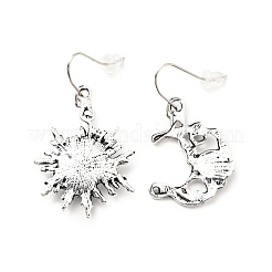 Orecchini asimmetrici luna e sole con perline in resina&nbsp;EJEW-C036-01D