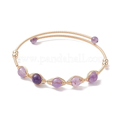 Ensemble de bracelets de manchette perlés ronds de pierres précieuses mélangées naturelles de style 4pcs 4&nbsp;BJEW-JB10112