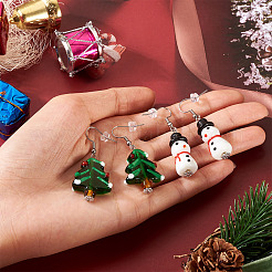 2 Paar 2 Stile Weihnachtsmotiv Glasohrringe&nbsp;EJEW-TA00701