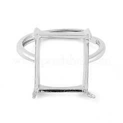 Rechteckige verstellbare 925 Sterling Silber Solitärring-Fassungen&nbsp;STER-G042-09P