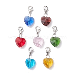 7 stücke 7 farben facettierte herz glas anhänger dekoration&nbsp;HJEW-JM02993-02
