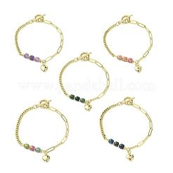 Messing Herz Charme Armbänder&nbsp;BJEW-JB13611