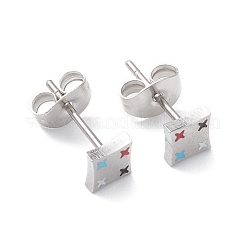 3 paires de losanges en émail de style 3 avec des boucles d'oreilles pendantes en forme d'étoile&nbsp;EJEW-B020-10P