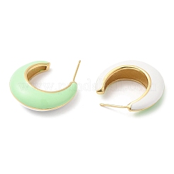 Boucles d'oreilles rondes en laiton plaqué en crémaillère avec émail&nbsp;EJEW-D059-12G-01