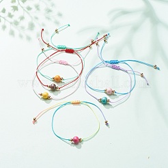 Bracelet en perles rondes tressées en bois naturel&nbsp;BJEW-JB08564