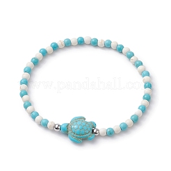 4 Stück 4-teiliges Stretch-Armbandset mit gefärbten synthetischen türkisfarbenen Seesternen und Schildkrötenperlen für Damen&nbsp;BJEW-JB09337
