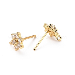 Accessoires de clou d'oreille en laiton avec zircon cubique de micro pavé&nbsp;ZIRC-C027-14G-02-RS