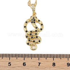 Colliers avec pendentif serpent en laiton micro pavé en oxyde de zirconium noir&nbsp;LS-NJEW-K280-08G