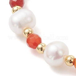 Pulseras de perlas de agua dulce naturales cultivadas y ágata natural teñida.&nbsp;BJEW-JB12808