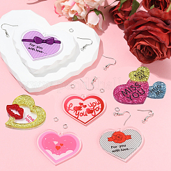 DIY-Set zur Herstellung von Ohrringen mit Herzanhänger aus Acryl zum Valentinstag&nbsp;DIY-YW0012-58