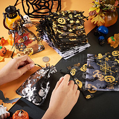 40 stücke 4 arten halloween thema spinne fledermaus schädel gedruckt organza kordelzug taschen&nbsp;ABAG-TA0002-03