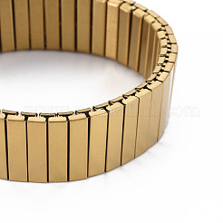 Ionenplattiertes (IP) Edelstahl-Rechteck-Stapel-Stretcharmband&nbsp;BJEW-N017-027LG