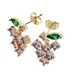 Boucles d'oreilles pendantes en laiton pavé de zirconiums cubiques&nbsp;CU-CBA2AB4-02G