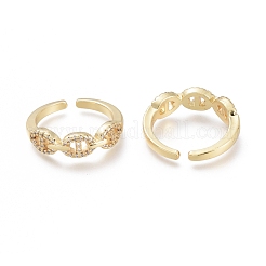 Messing Micro Pave klare Manschettenringe aus Zirkonia&nbsp;RJEW-O037-07G