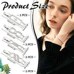8 pz. 4 stili di fermaglio per cinturino per orologio con fiocco in ottone placcato e zirconi cubici trasparenti&nbsp;ZIRC-ME0001-04P