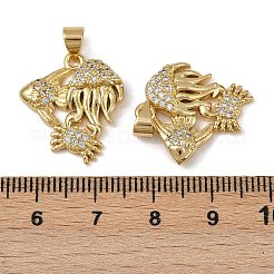 Pendentifs avec zircon cubiques à micro-pavés en laiton&nbsp;KK-I358-064G-03