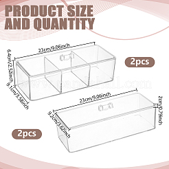 4 boîte transparente en plastique pour cotons-tiges et 4 couvercles&nbsp;CON-GO0001-27