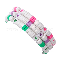 Braccialetti elasticizzati con perline acriliche e argilla polimerica a forma di cuore&nbsp;BJEW-JB10677