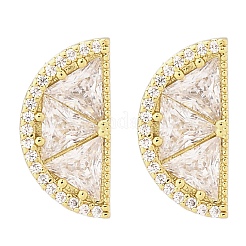 Orecchini a bottone in ottone con zirconi chiari e micro pavè&nbsp;EJEW-Q015-15G