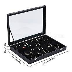 Scatole di presentazione per orecchini in pelle sintetica rettangolare a 4 fessura&nbsp;VBOX-WH0003-19
