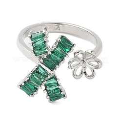Manschettenringfassungen aus Messing mit Schleife und Blume und Mikropflaster aus Zirkonia&nbsp;KK-K297-20P