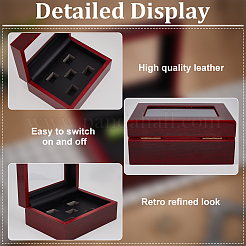 Scatole espositive per anelli da campionato in legno rettangolari da 5 slot&nbsp;CON-WH0092-76B