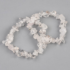 Bracelets extensibles perlés en cristal de quartz naturel unisexe&nbsp;BJEW-S143-16