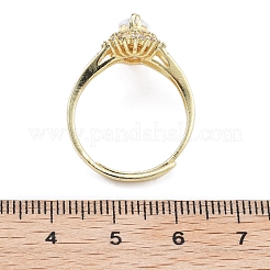 Verstellbare Fingerringe aus Messing mit Mikropflaster und klaren Zirkonia für Damen&nbsp;RJEW-M028-53G