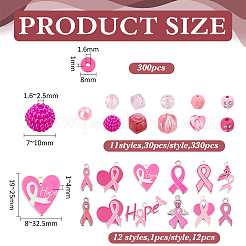 Kit di ricerca per la creazione di gioielli fai da te con tema nastro rosa di sensibilizzazione&nbsp;DIY-PH0032-28