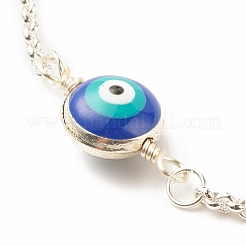 Cavigliera con maglie in smalto con malocchio e catene rolo in acciaio inossidabile 304 per donna&nbsp;AJEW-AN00495