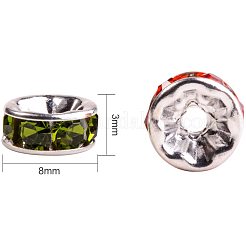 Messing Klasse A Strass Rondelle Distanzscheibe&nbsp;KK-PH0010-24S-NF