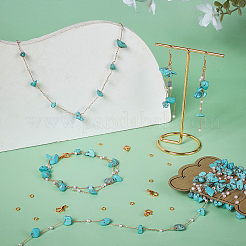 Kits de fabrication de colliers/bracelets en chaînes perlées en laiton et en turquoise synthétique faits à la main&nbsp;DIY-FG0006-70B