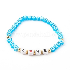 Valentinstag handgemachte Millefiori Glasperlen Stretch Armbänder&nbsp;BJEW-JB06213